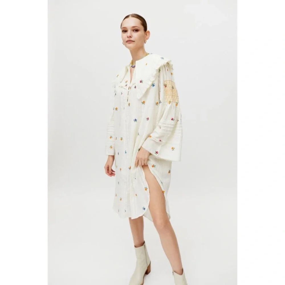 Urban Outfitters Dorothea Embroidered Midi Dress